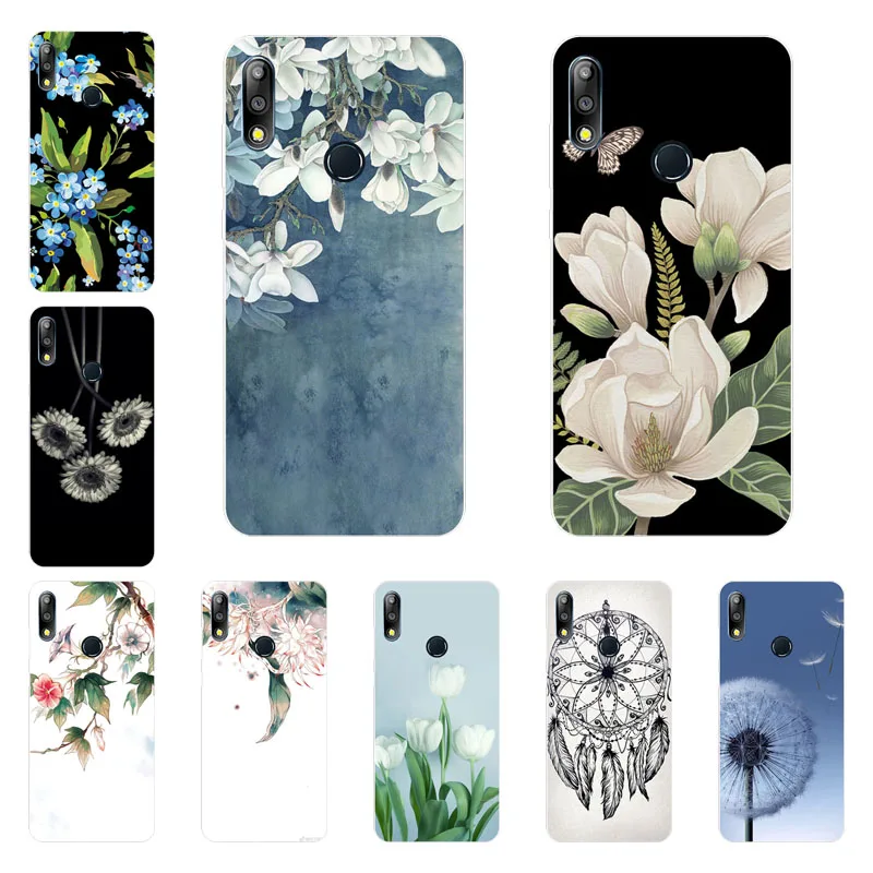for asus zenfone max Pro m2 zb631kl pro Case Silicon White Floral Painting Soft TPU Back Cover Bags shell |