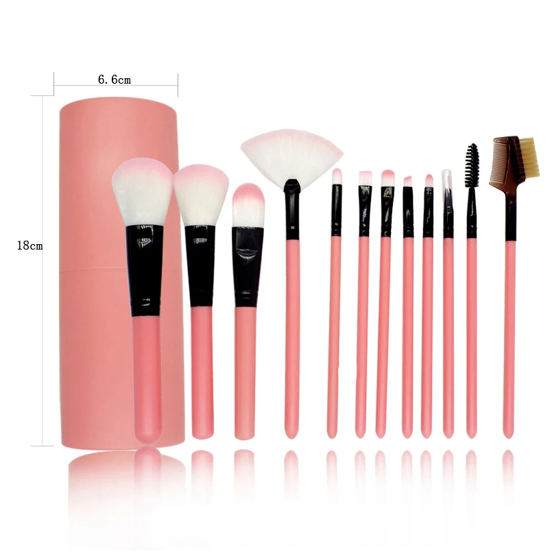 

12 PCS Makeup Brushes with Tube Synthetic Hair Brush for Foundation Concealer Eyeshadow Face Blusher Make Up Tool Set Maquiagem