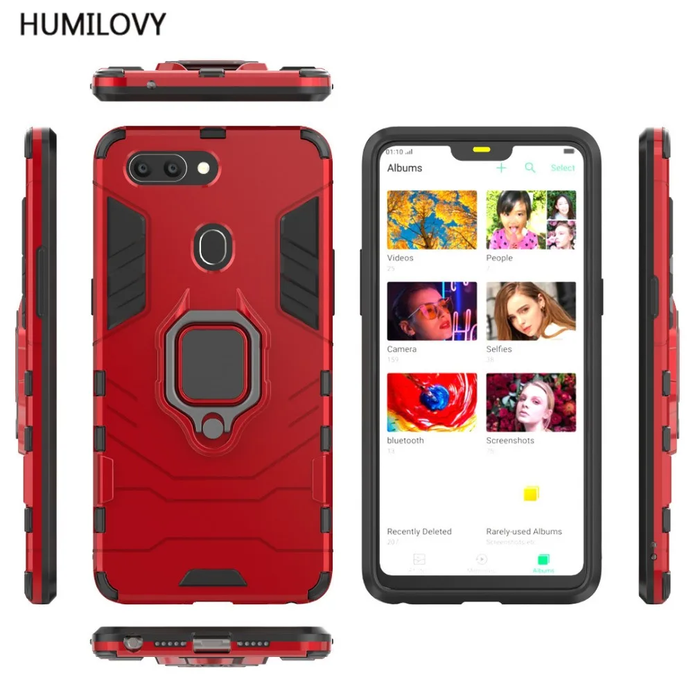 

For OPPO R15 Case For OPPO R15 Standard Edition Case Car Holder Stand Magnetic Bracket Finger Ring Armor Case For OPPO R15 Cover