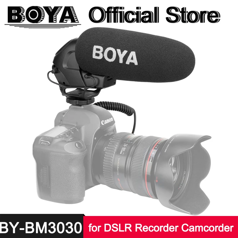 

BOYA BY-BM3030 On-Camera Shotgun Microphone 3.5mm Super-Cardioid Video Mic for Canon Nikon Sony SLR Cameras Video Audio Recorder