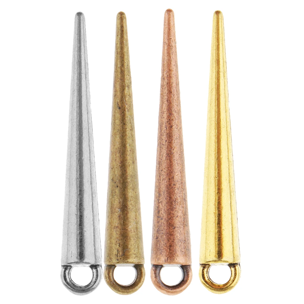 10 Pieces Cone Shape Metal Pendant Beads 34mm for Earring Necklace DIY Keyring Jewelry Findings Punk Style