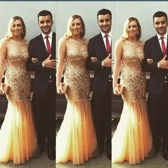 

Exquisite Bare Back Mermaid Dazzling See Through Sequined Beaded Beautiful Evening Dress