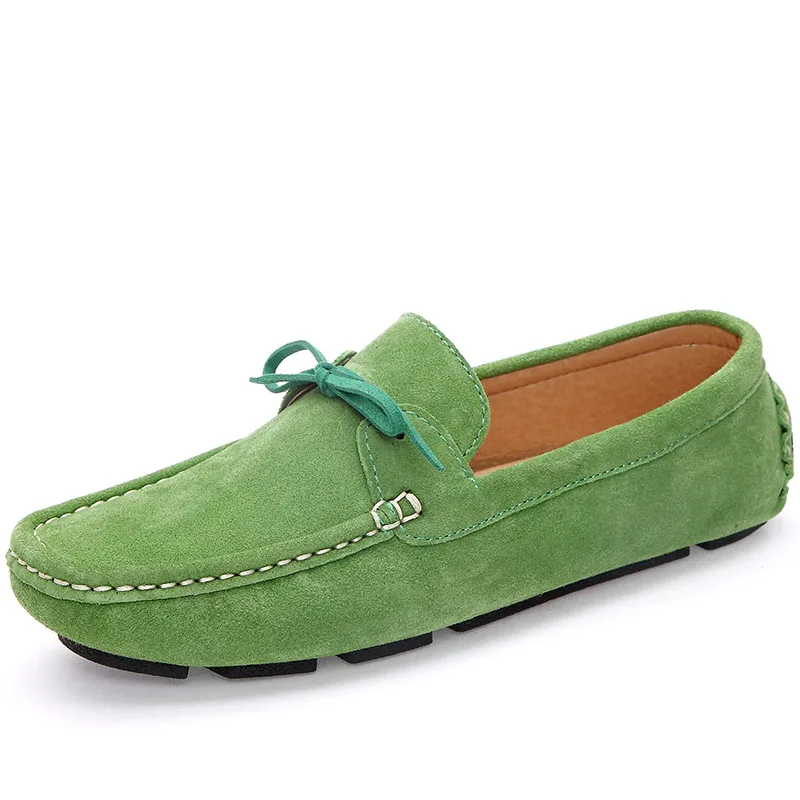 Мужские лоферы, Мокасины, hombre, повседневная замшевая обувь, Темно-Синие слипоны, мокасины для мужчин, homme chaussure - Цвет: Зеленый