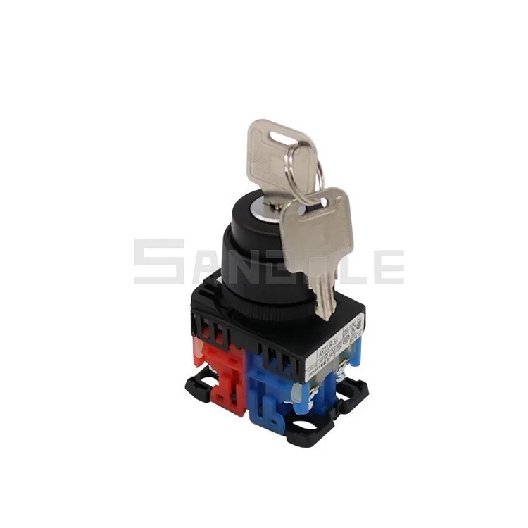 Plastic Rotary Button Switch with key AR22JR-3B11A Three Position Knob Opening 22MM Open and close Black