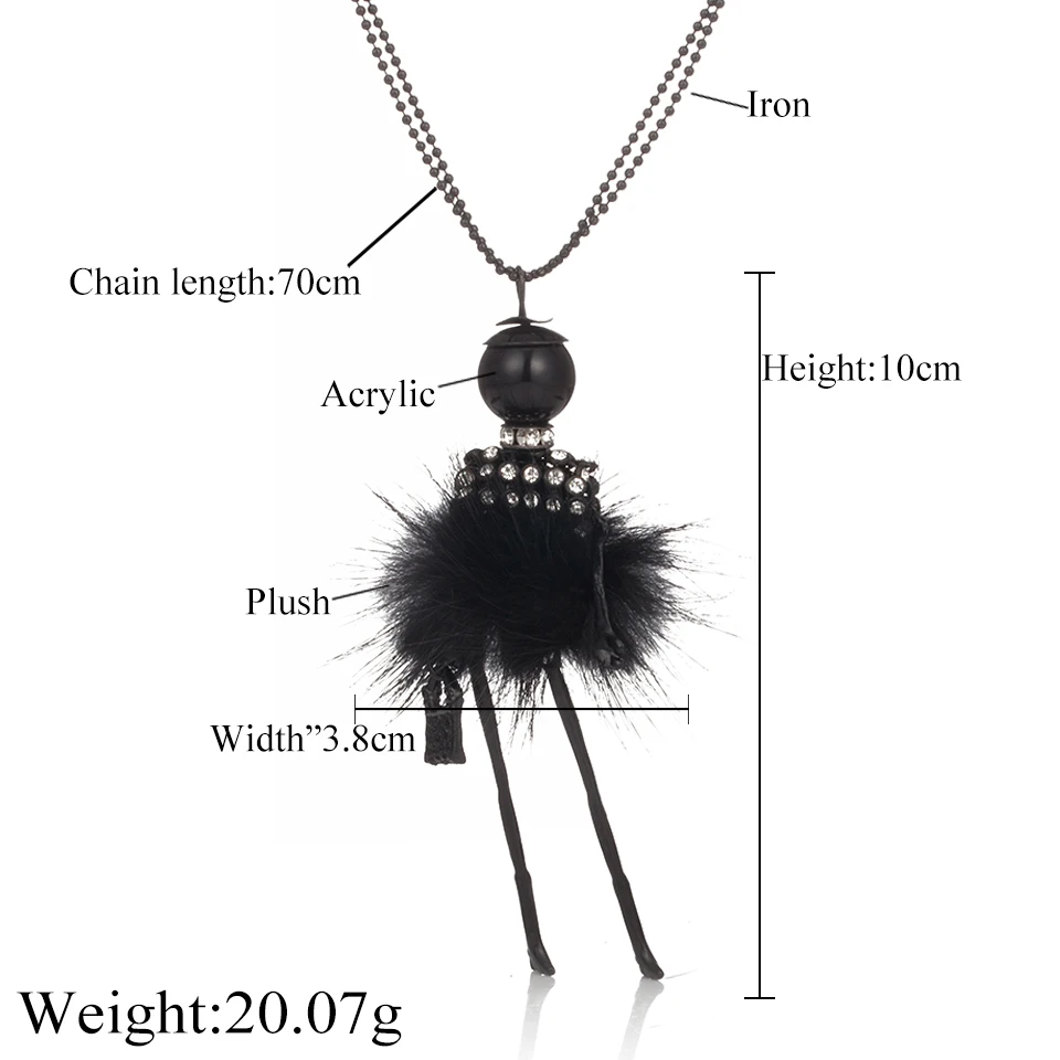 Fashion Modern Design Doll Necklace Long Sweater Chain Pendant Necklaces Collares Girl Women Charms Choker Jewelry Accessories