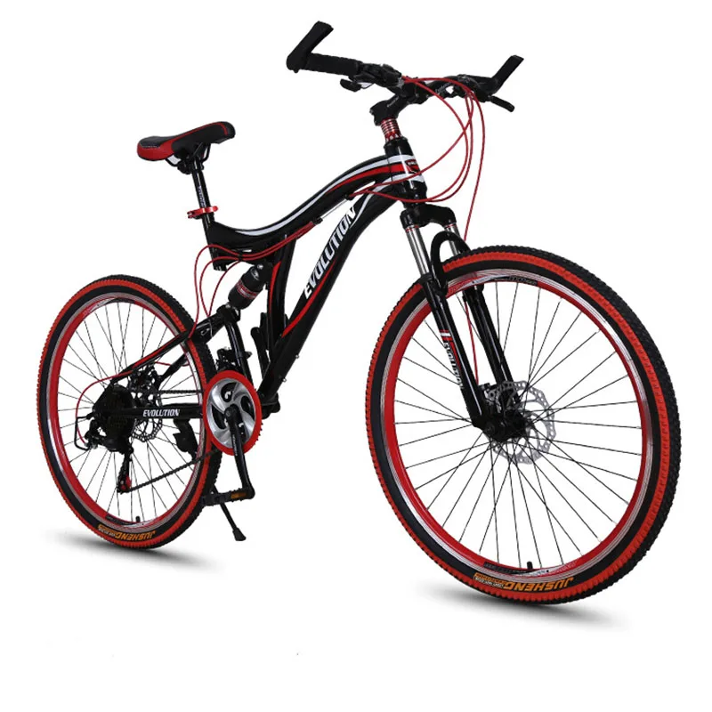 Mountain bike 26 inch 21 speed double disc brake Carbon steel frame soft tail bicycle