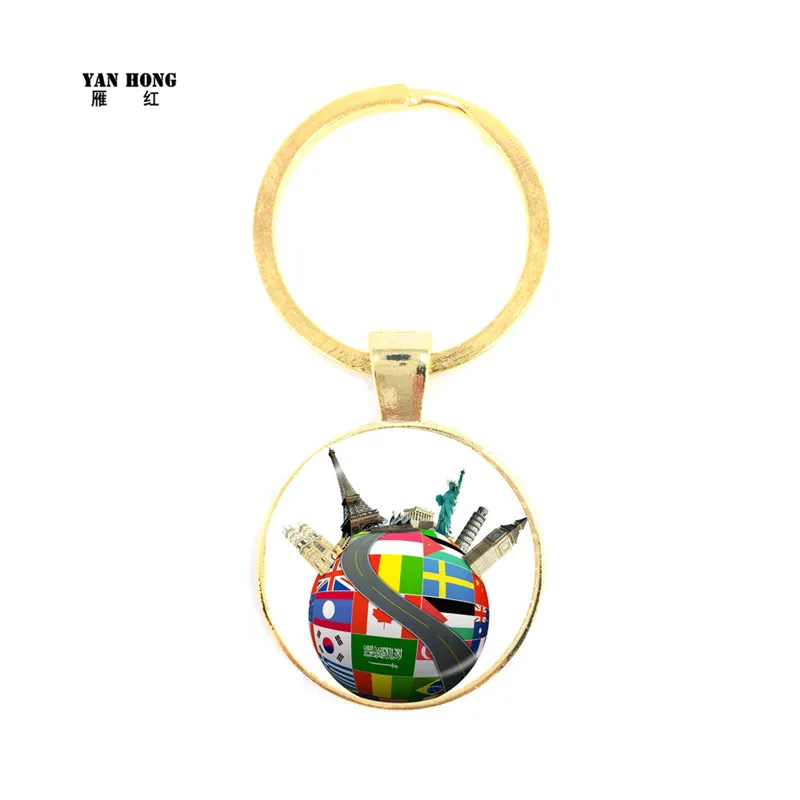 

YANHONG 2019 Fashion crystal glass key chain, flag design.