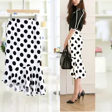 Настроить Летний стиль Для женщин Повседневное плюс Размеры xxs-10xl Высокая Талия Slim Fit в горошек рыбий хвост русалки Миди-юбки Saias