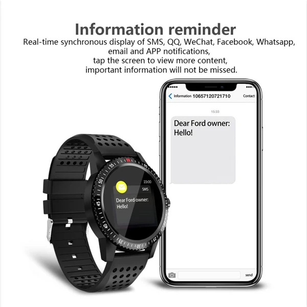 T1 Smartwatch IP67 Wearable Device Heart Rate Monitor Watch Smart Watches Wristband Smart Band Waterproof Men Father's Day Gift