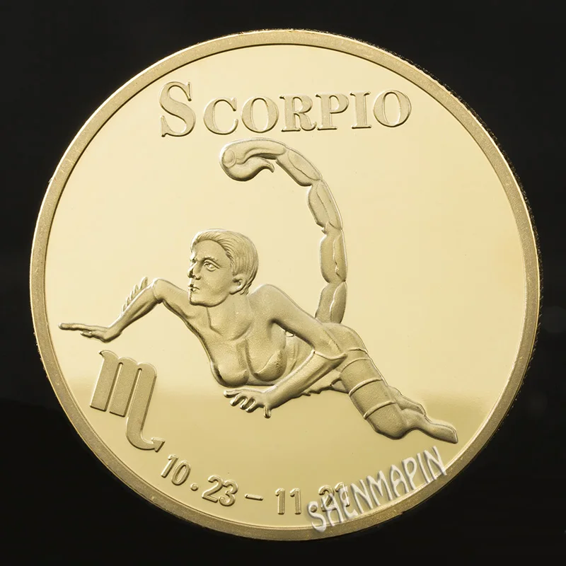 Scorpio Двенадцати созвездий памятная монета, философия, талант, персонаж, астрология, солнце, луна, созвездие, золотые коллекционные монеты - Цвет: Scorpio