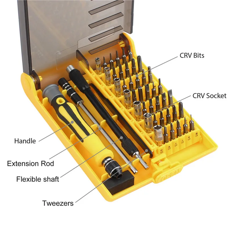 Neoteck 45 в 1 многобитные инструменты с коробкой для переноски ремонт отвертки Набор отверток
