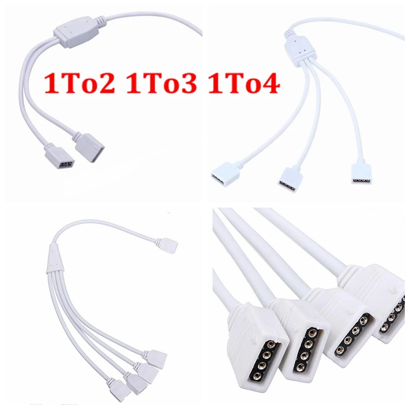 

4 Pin RGB Led Connector Cable 1 TO 2 /1 TO 3 /1 TO 4 Female to Female 4pin RGB Splitter Cable For 3528/5050/3014 RGB Strip LIGHT