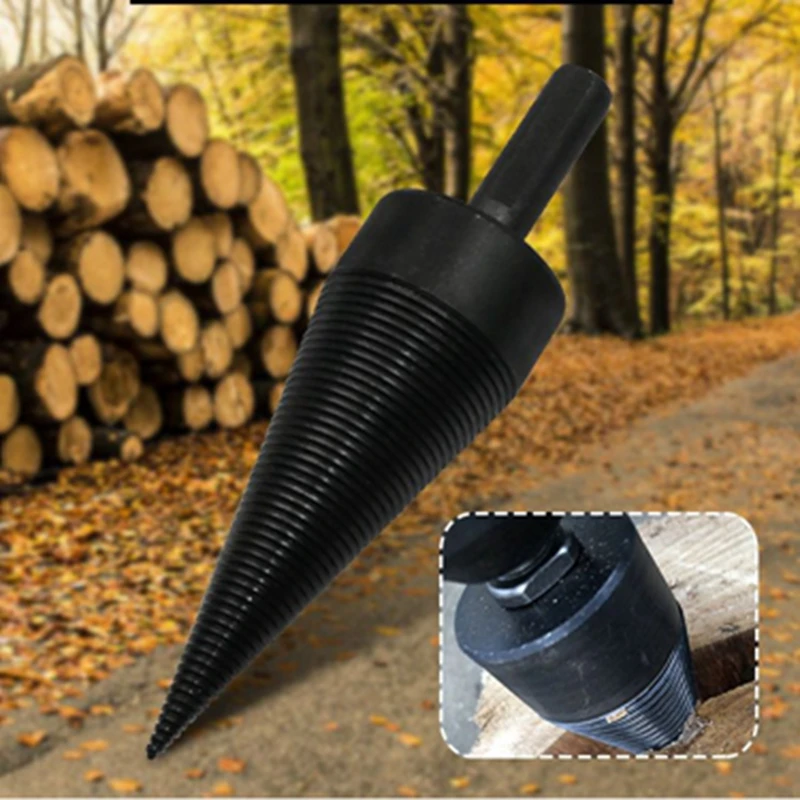 Wood Splitting Tool 6-Piece Firewood Log Splitter Drill Bit Set - 38mm & 50mm Sizes With 4 Different Handles For Electric Drills Firewood Processing Tools