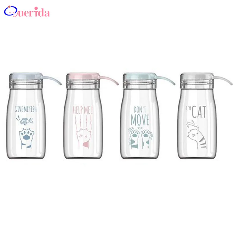 

380ml Cartoon Cat Water Bottles Outdoor Sports Bottle For Water Camping Bicycle Bottles Student Drinking Silicone Hand Cup