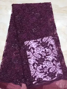 

African French Sequins Lace Fabric 2019 African Tulle Lace Fabric High Quality Nigerian Sequins Lace Embroidered Wedding Fabric