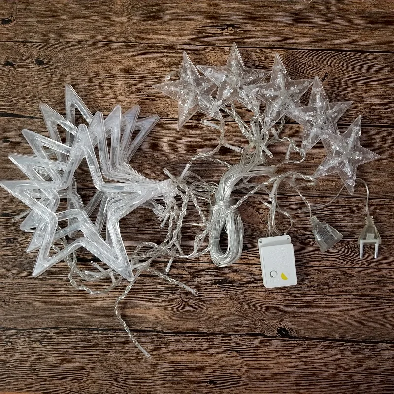 EU Plug 10PCS Star LED Curtain string light 4M 138LEDs icicle string Light New Year Party Wedding Holiday Christmas Light Deco EU Plug 10PCS Star LED Curtain string light 4M 138LEDs icicle string Light New Year Party Wedding Holiday Christmas Light Deco