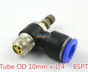 

5 Pieces Tube OD 10mm x 1/4" BSPT Air Flow Control Valve Pneumatic Connector Push In To Connect Fitting