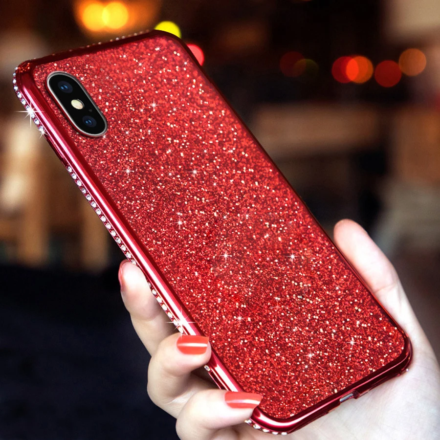 

Glitter Protective For iPhone XR 6 6S 7 8 Plus X XS MAX Shining Diamond Cover Huawei P30 Pro P20 Mate 20 10 Lite Nova 3 Honor 8X