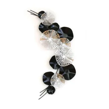 

Modern Wrought Iron Lotus Leaf 3D Stereo Wall Decorative Livingroom Luxury Wall Hanging Mural Home Crafts Art Ornament R1254