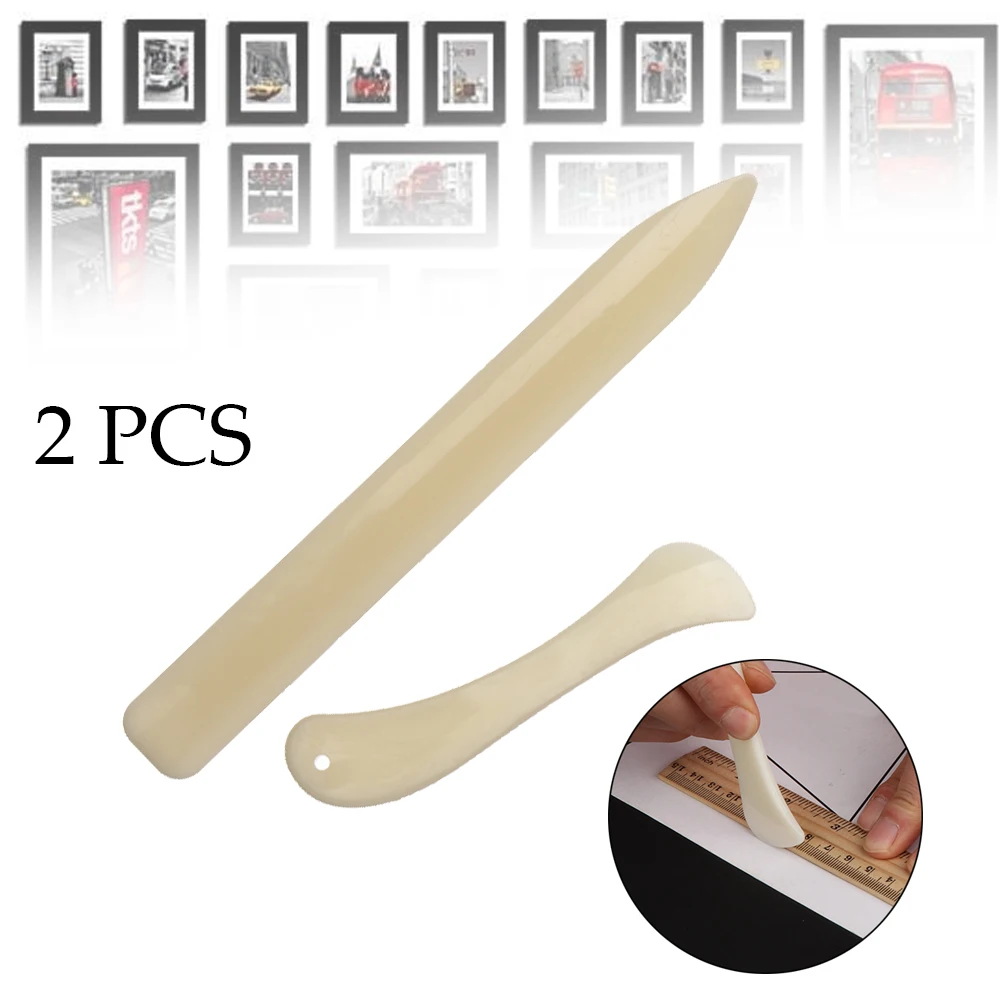 

2PCS Imitation Bone Folder Paper Creaser Creasing Edge Leather Scoring Tool Scrapbooking Crafts Bookbinding Card Making Supplies