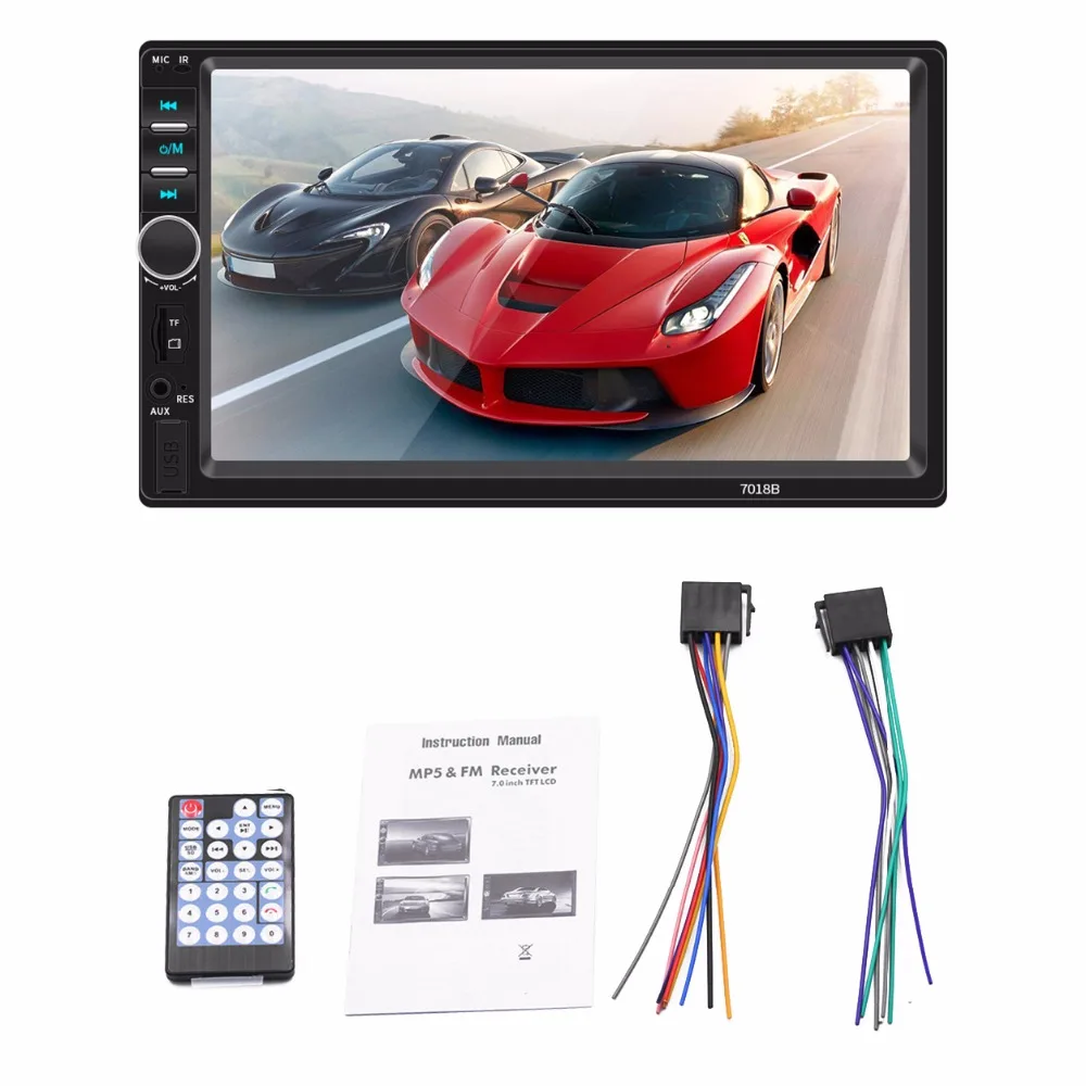 7018B Universal 7 Inch 2 DIN Car Audio Stereo Player Touch Screen Video MP5 Support Bluetooth TF SD MMC USB FM Radio|7 inch din|2 din2 din car |