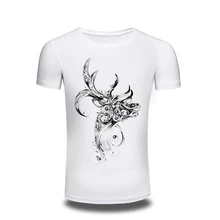High Quality 3d T Shirt Mens Deer Punk Print Punk Gothic Short Sleeve T-Shirt O Neck Tee Shirt Summer Street wear Brand Clothing