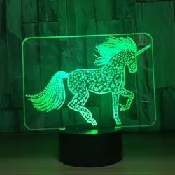 Творческий Ночная животных Led 3D Usb настольная лампа Home Decor 7 цветов изменить Единорог Luminarias светильники Спальня Детские постели Декор