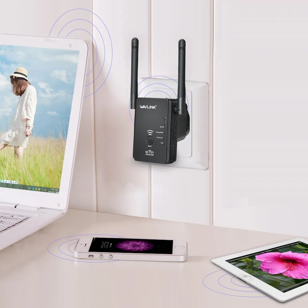 Wavlink 300 Мбит/с Wi-Fi ретранслятор/маршрутизатор/точка доступа AP wifi Range Extender с 2 внешними антеннами WPS шифрование сигнала ускорители