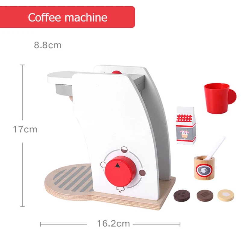 Горячие дети ролевые игры кофе машина кухня игрушка набор деревянный девочка моделирование посуда приготовления риса мальчик подарок на день рождения - Цвет: Coffee machine