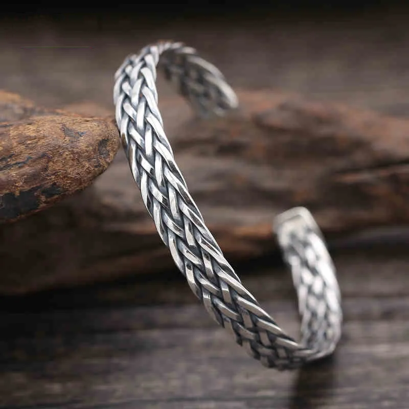 

Bracelet Bangle 100% Real 925 sterling silver Double Leopard Head Men Women Friendship Bracelet jewelry GB30