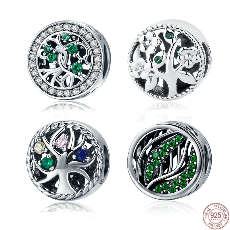 Оригинальные бусины шармы в виде семейного дерева|authentic 925 sterling silver|tree of life beadsilver