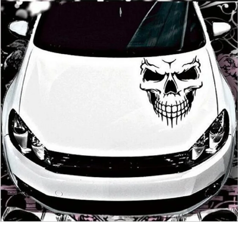 Skull Head Car Stickers and Decals Reflective Vinyl Car Styling Auto Engine Hood Door Window Car Decal  Big Size 40x36CM