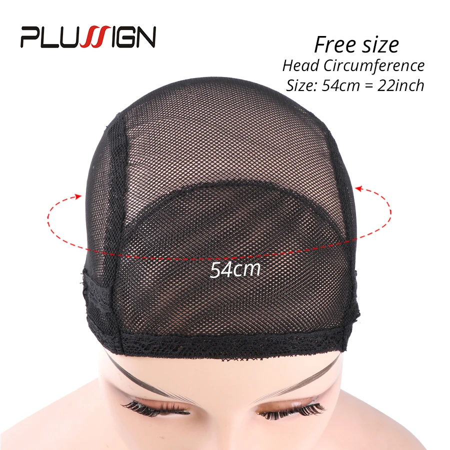 Plussign 1Pcs/Lot Black Stretch Wig Cap For Making Wigs With Adjustable Strap Breathable Hair Net For Wigs Dome Mesh Cap 54Cm