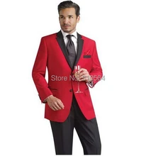На заказ церемония партия костюм Свадебные Жених Для мужчин Жених костюм пальто красного цвета и Штаны