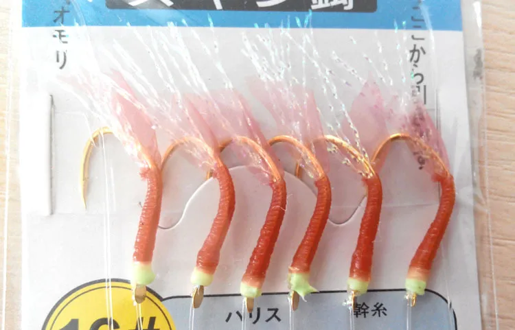 

Strong hook 100pcs 4# 6# 8# 10# 12# 14# 16# 18# Red color Sabiki Rig Shrimp Sabiki Rigs with Gold strong fishing hook