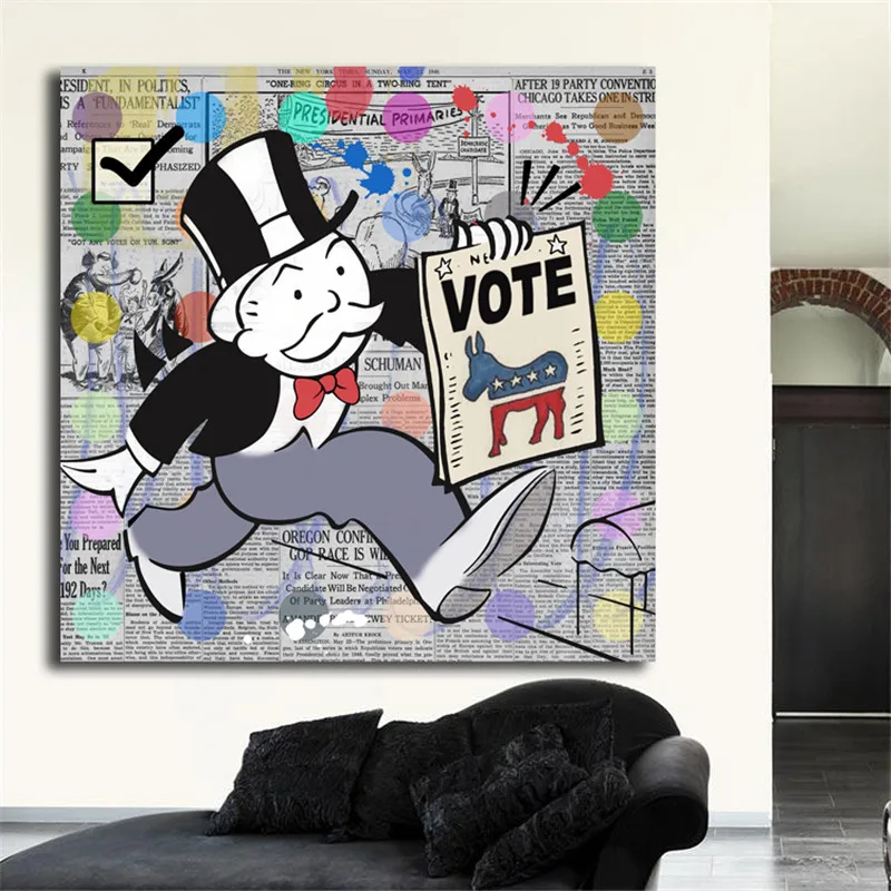 

Monopolyingly Pop Art Political Canvas Posters Prints Wall Art Painting Decorative Picture Modern Home Decoration Accessories HD