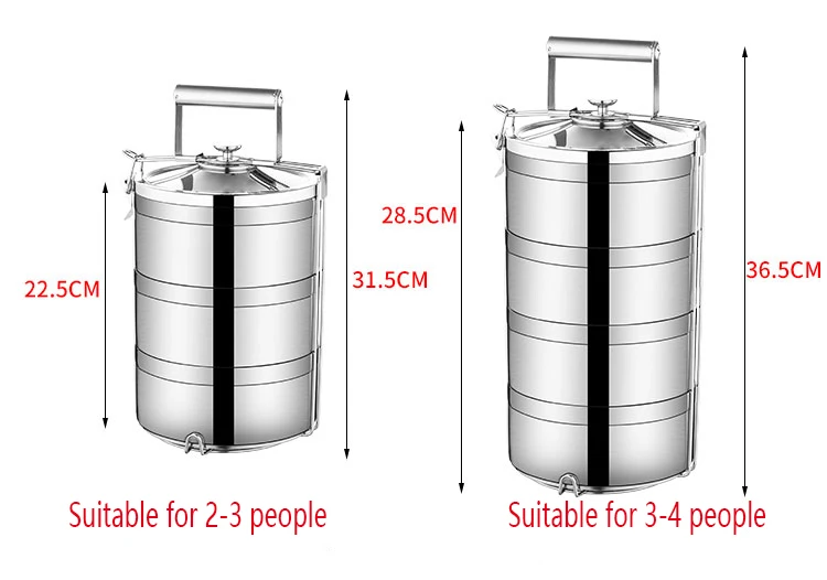 Кемпинг Портативный Ланч-бокс из нержавеющей стали Bento box большой емкости 2 3 4 слоя для взрослых Герметичный Контейнер