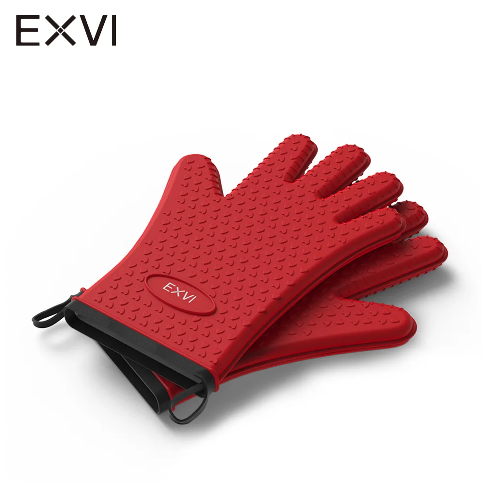 EXVI 1 pair Heat Resistant Thick Silicone Kitchen Oven Glove Cooking