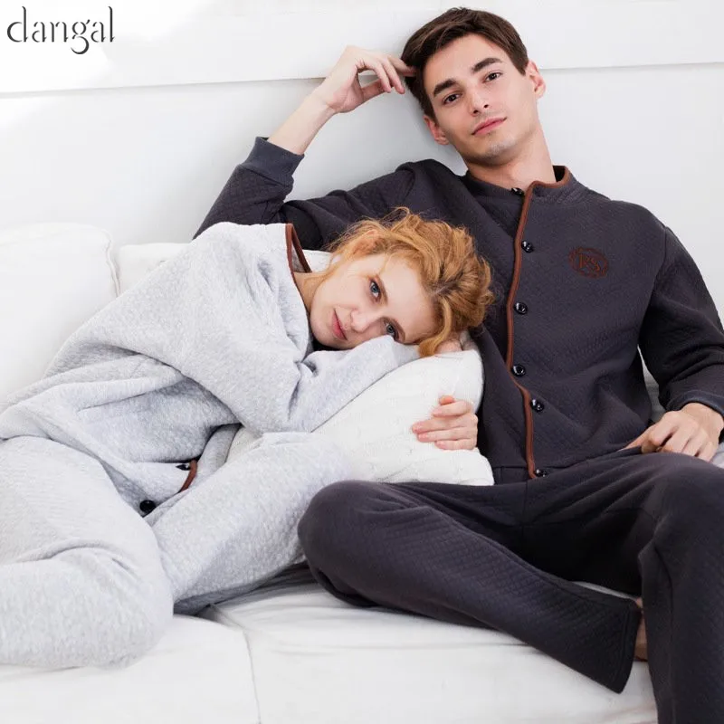 

Dangal Couple Pajamas Man Women Pajamas Cotton Winter Autumn Long Sleeves Lapel Couple Pajamas Warm Cardigan Couple Pajama