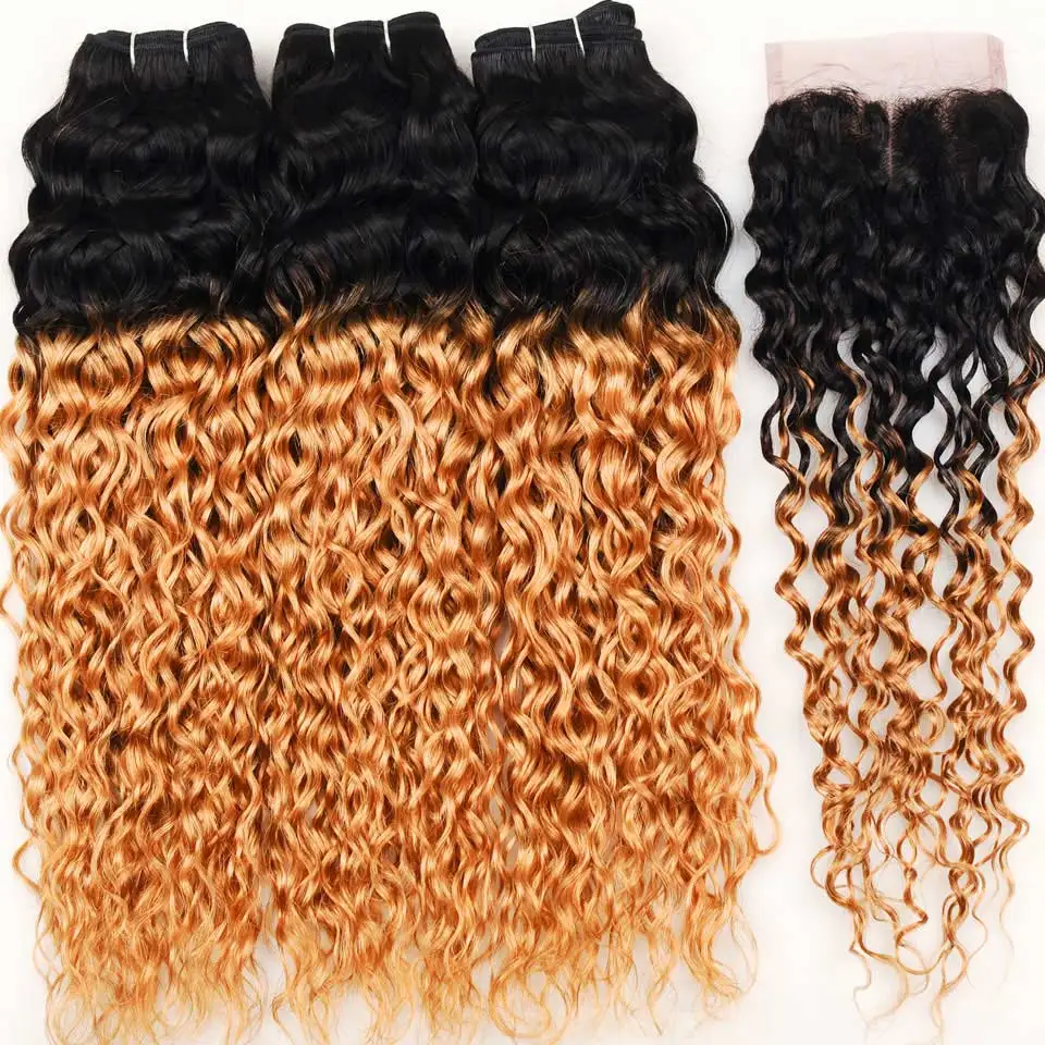 Pinshair-Ombre-Brazilian-Water-Wave-Hair-1B-27-3-Bundles-With-Closure-Ombre-Wet-Wavy-Human-Hair-Extension-With-Closure-Non-remy-(33)