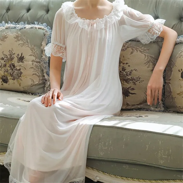 Summer Cold Shoulder Sleepdress Elegant Organza Bow Tie Home Dress Long