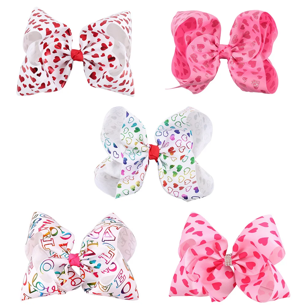 Ncmama аксессуары для волос банты на голову девочек Grosgrain Riibon Hairbows 7 дюймов Большой День Святого Валентина Детские Заколки головные уборы