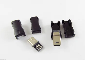 

10pc Mini USB 5 Pin Male Plug Socket Connector with Plastic Cover for DIY