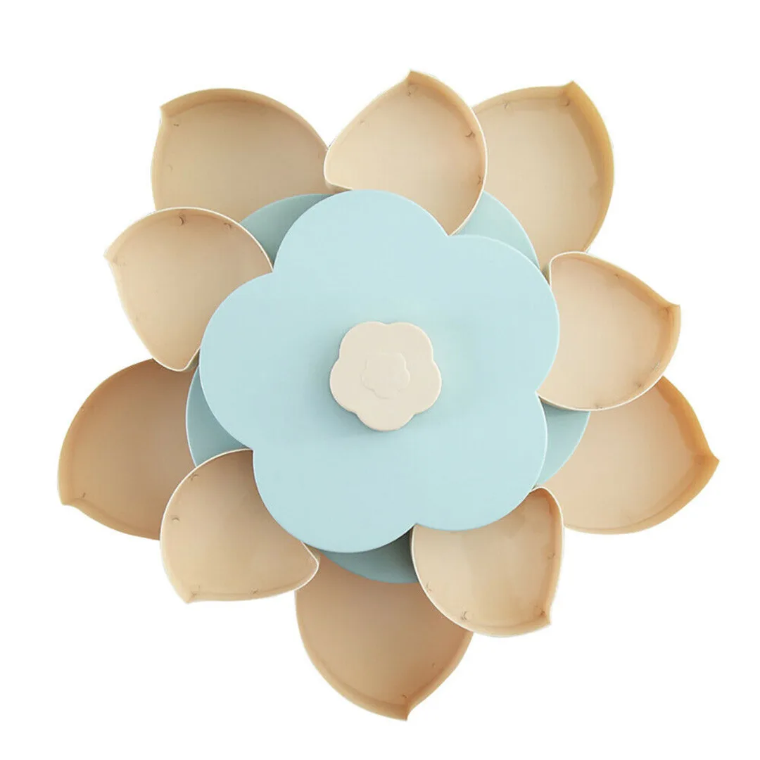 

New 2 Layer Rotation Candy Storage Box Flower Shape Candy Nut Snack Serving Tray Dried Fruit Plate for Party Entertain Supplies