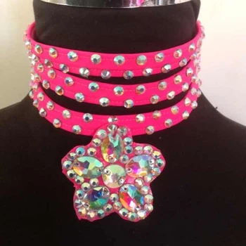 

New Latin Dance style Accessories Gems Necklace For Women Latin Dance Hot Pink Necklaces