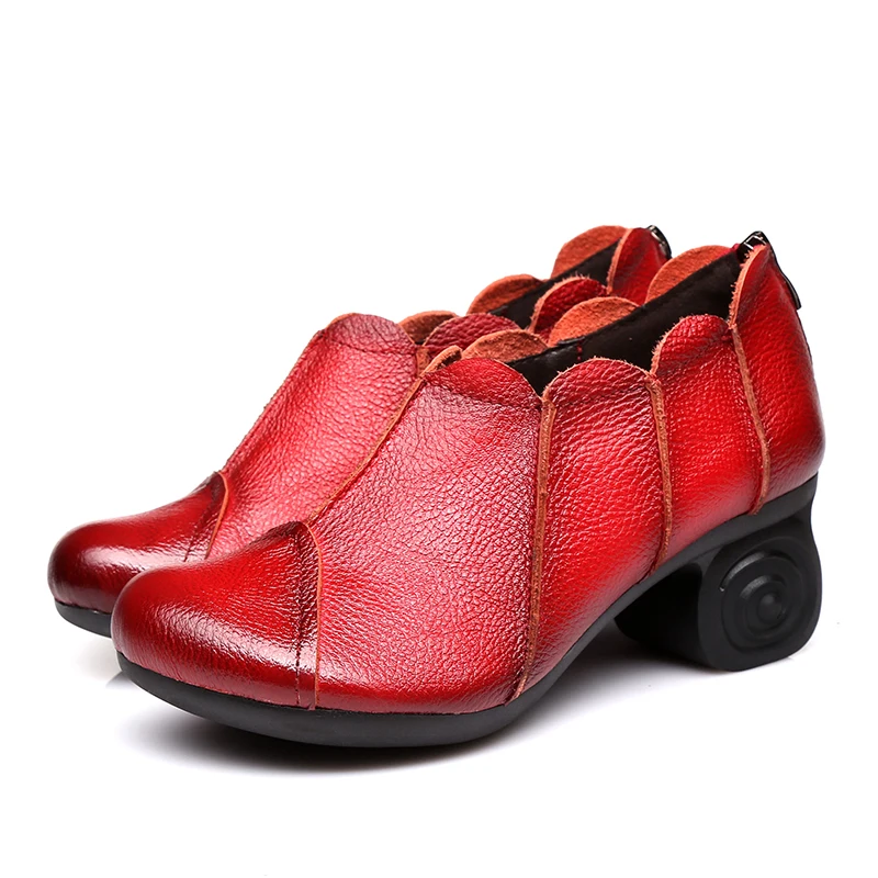 GKTINOO/женские туфли-лодочки; обувь из натуральной кожи на высоком каблуке; обувь ручной работы из натуральной кожи на толстом каблуке в винтажном стиле