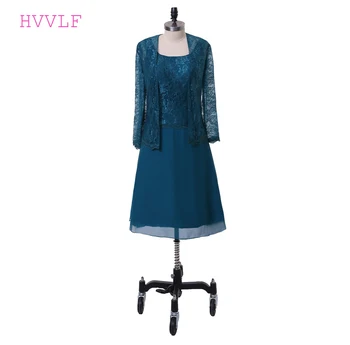 

Dark Blue Mother Of The Bride Dresses A-line Chiffon Lace With Jacket Plus Size Groom Mother Dresses For Weddings