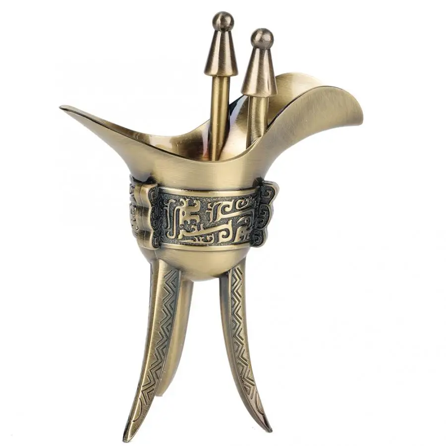 

Modern Sculpture Statues For Decoration Old Type Traditional Wine Cup Antique Zinc Alloy Ancient Chinese Emperor Drinking Mug