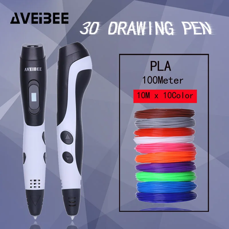 

Original AVEIBEE 3D Pen 3d Printing Pen 3 D Printer Pen With 100 Color 100 Meter PLA Plastic For Kids Christmas Birthday Gift