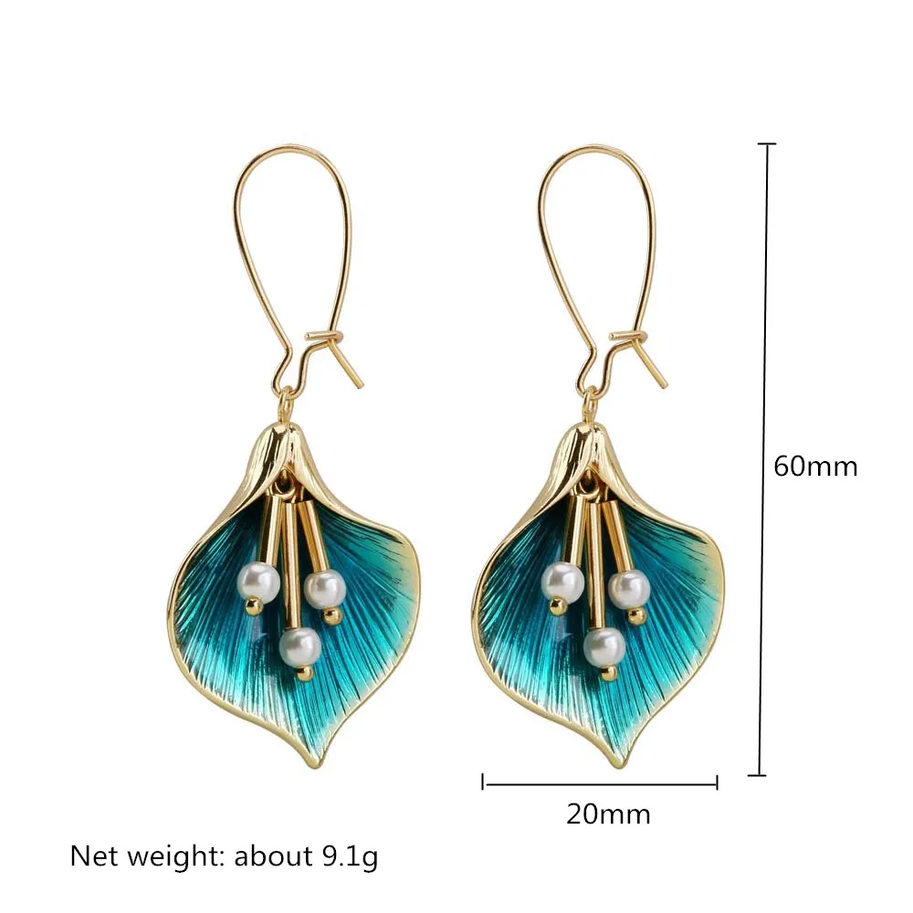 

2019 Fashion Pearl Jewelry Earrings Small Pearl Folwer Enamel Earring for Women Trendy Dangle Jewelry